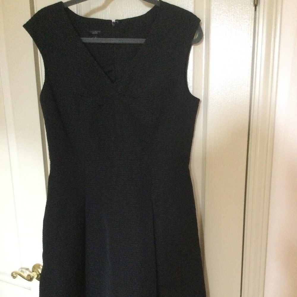 Talbots black party dress, fit & flare. Knee length, excellent condition. Sz 12